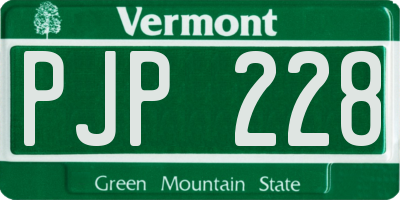 VT license plate PJP228