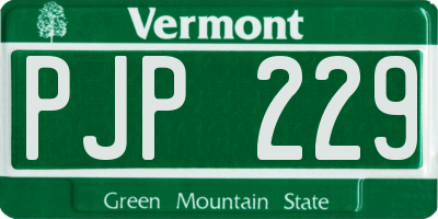 VT license plate PJP229