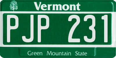 VT license plate PJP231