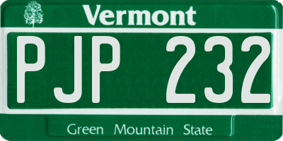 VT license plate PJP232