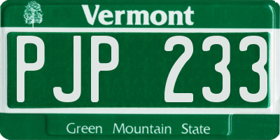 VT license plate PJP233