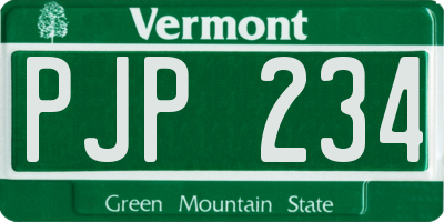 VT license plate PJP234