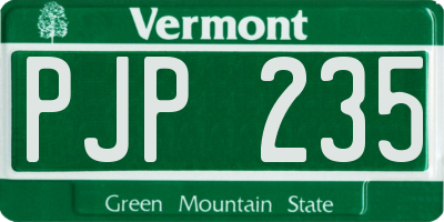VT license plate PJP235