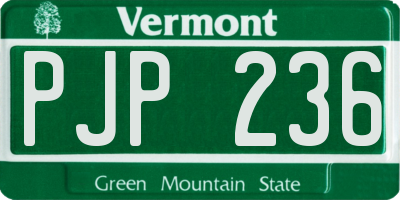 VT license plate PJP236