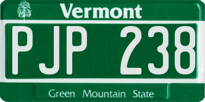 VT license plate PJP238
