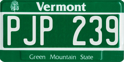 VT license plate PJP239