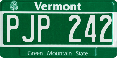 VT license plate PJP242