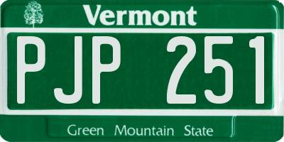 VT license plate PJP251