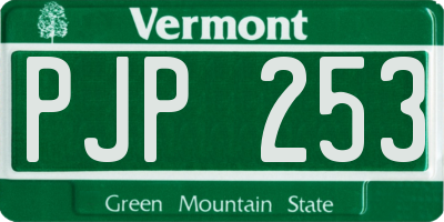 VT license plate PJP253
