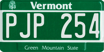 VT license plate PJP254