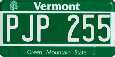 VT license plate PJP255