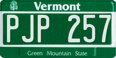 VT license plate PJP257