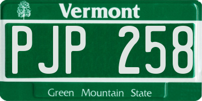VT license plate PJP258