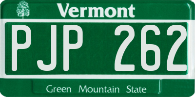 VT license plate PJP262