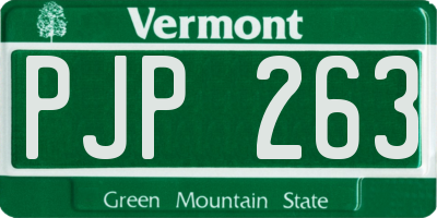 VT license plate PJP263