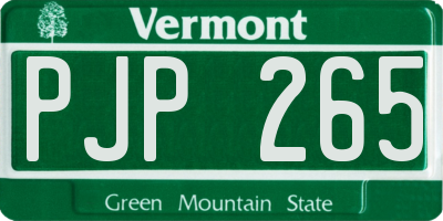 VT license plate PJP265
