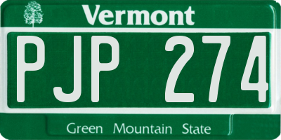 VT license plate PJP274
