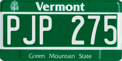 VT license plate PJP275