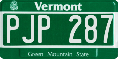 VT license plate PJP287