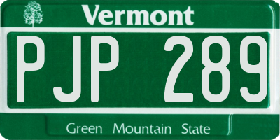 VT license plate PJP289