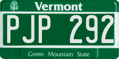 VT license plate PJP292