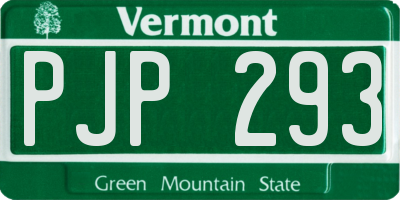 VT license plate PJP293