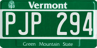 VT license plate PJP294
