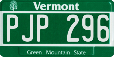 VT license plate PJP296