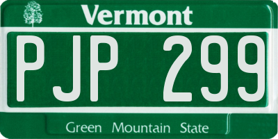 VT license plate PJP299