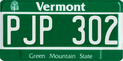 VT license plate PJP302