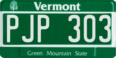 VT license plate PJP303