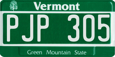 VT license plate PJP305