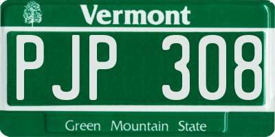 VT license plate PJP308