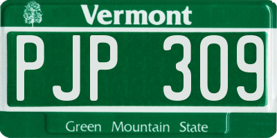 VT license plate PJP309