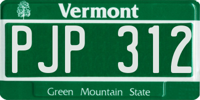 VT license plate PJP312
