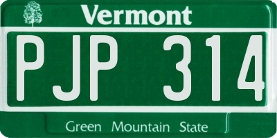 VT license plate PJP314