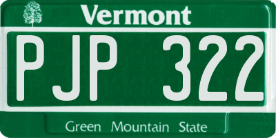 VT license plate PJP322
