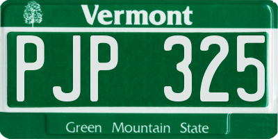 VT license plate PJP325