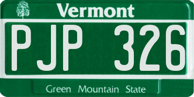 VT license plate PJP326