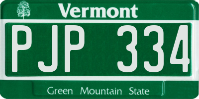 VT license plate PJP334