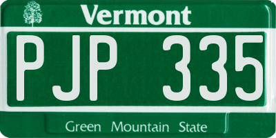 VT license plate PJP335
