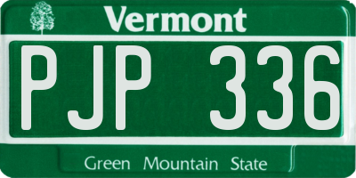 VT license plate PJP336