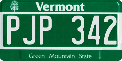 VT license plate PJP342