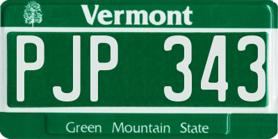 VT license plate PJP343
