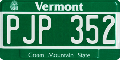 VT license plate PJP352