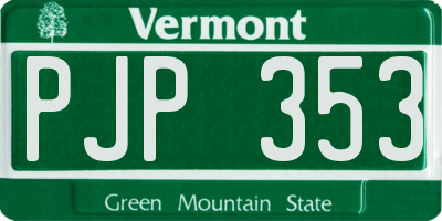 VT license plate PJP353