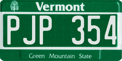 VT license plate PJP354