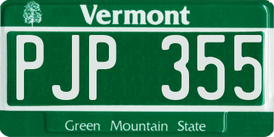 VT license plate PJP355