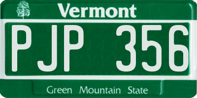 VT license plate PJP356