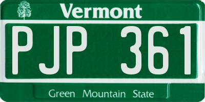 VT license plate PJP361